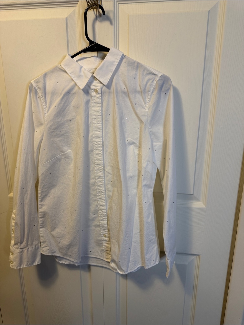 J. Crew White Button-Down Shirt with Subtle Dot Detail
